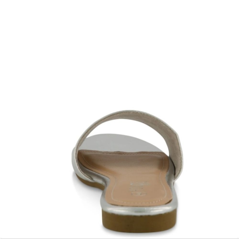 Ladie's Silver Flat Slip ON Sandals - Picture 2 of 3